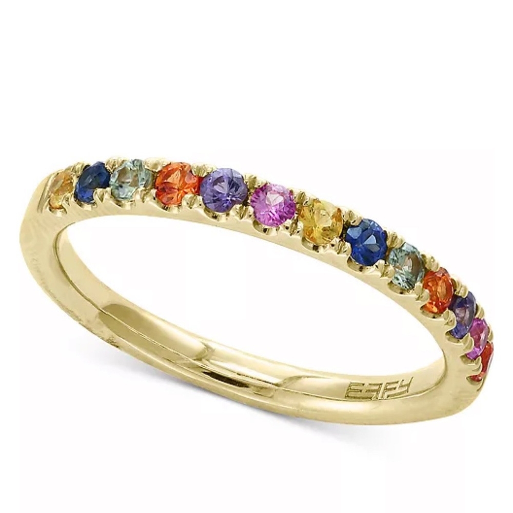 Effy Multicolor Sapphire stackable band In 14K Yellow Gold